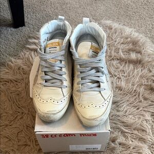 Golden Goose  Cream and Gray Lace-Up Sneakers